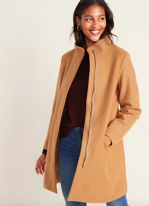 Tan funnel sale neck coat