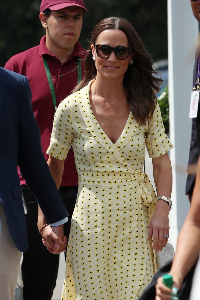 Pippa Middleton Yellow Floral Dress at Wimbledon 2019