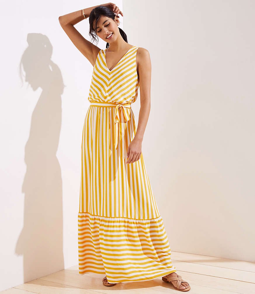 Loft Chevron Flounce Maxi Dress