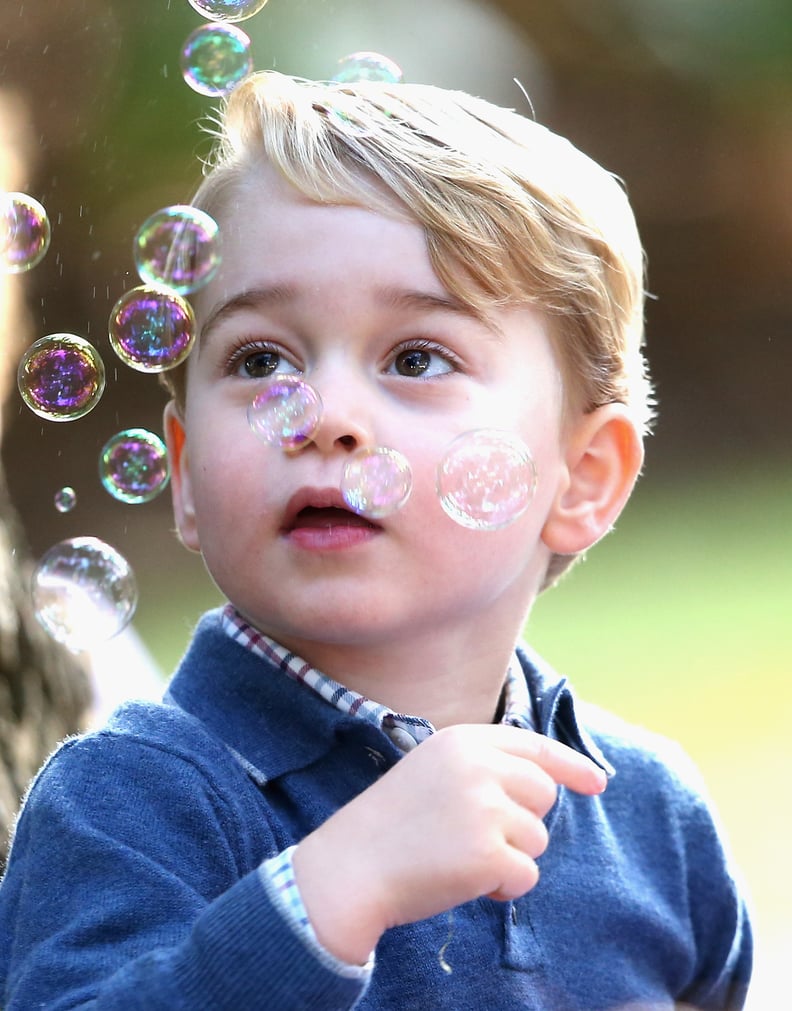 George Having Fun With Bubbles