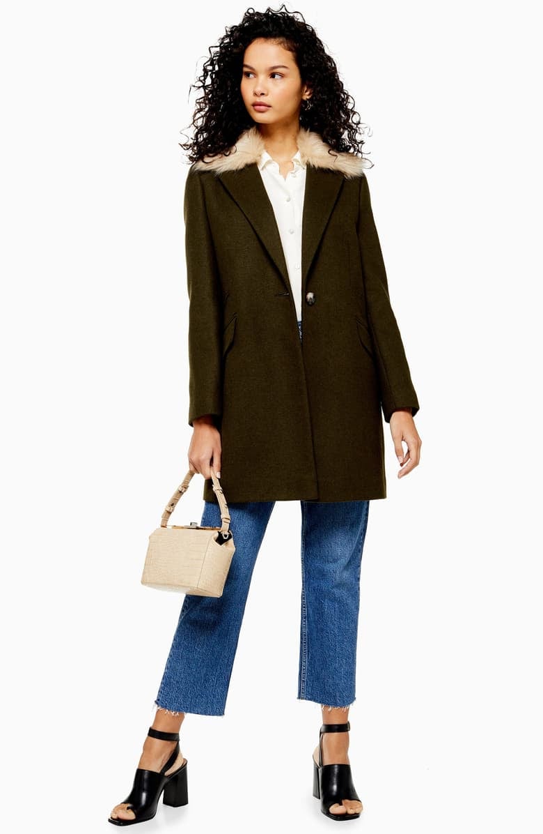 Topshop faux fur collar on sale coat