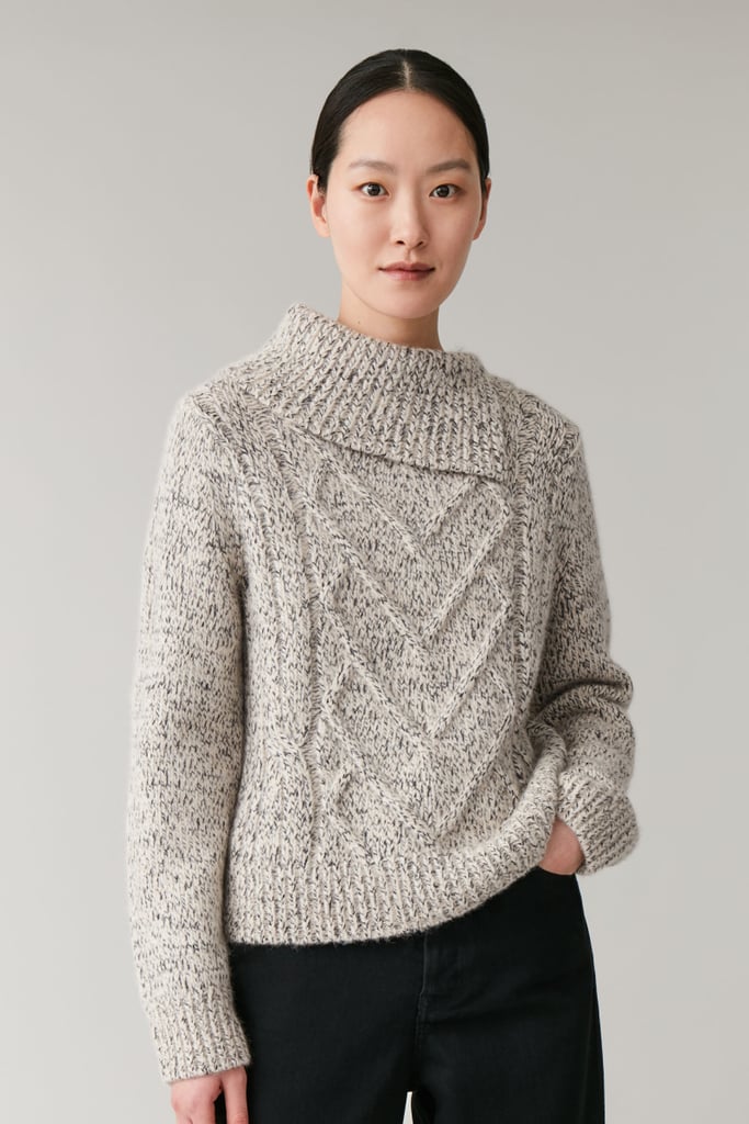 COS Cable Knit Top With Split Neck