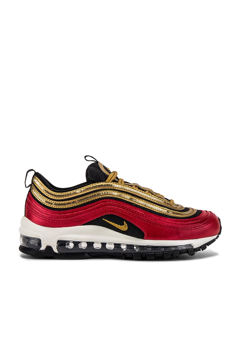 Nike Air Max 97 GD Sneaker in University Red, Metallic Gold & Black