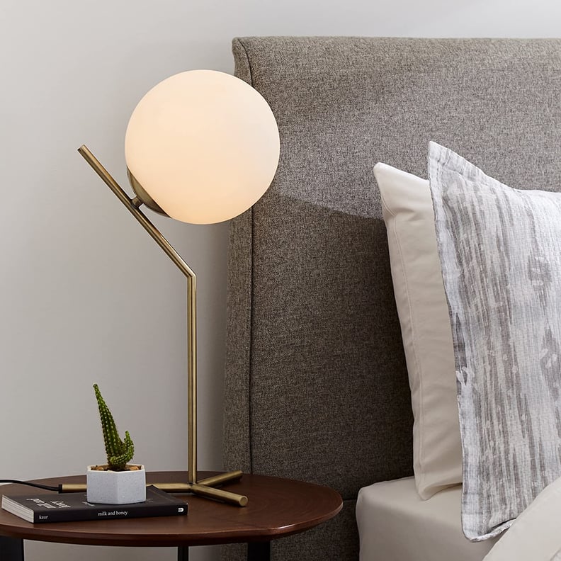 A Modern Lamp: Rivet Glass Ball and Metal Table Lamp
