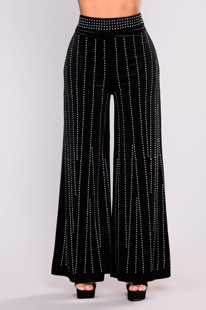 Fashion Nova Glisten Up Rhinestone Velvet Pants