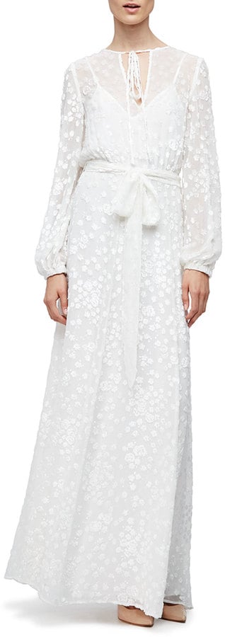 Co Long-Sleeve Floral-Embroidered Maxi Peasant Dress