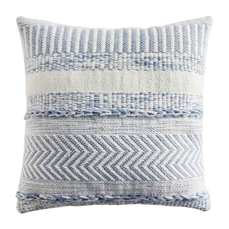 Farmhouse Striped Square Mineral Blue Pillow