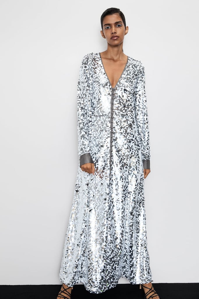 zara grey sequin dress