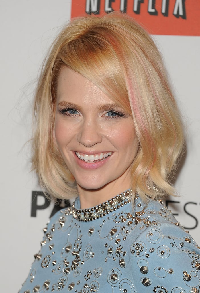 PaleyFest 2012 honored Mad Men, and January Jones ditched her seriously styled Betty Francis character for a studded dress and pastel-pink streaks.