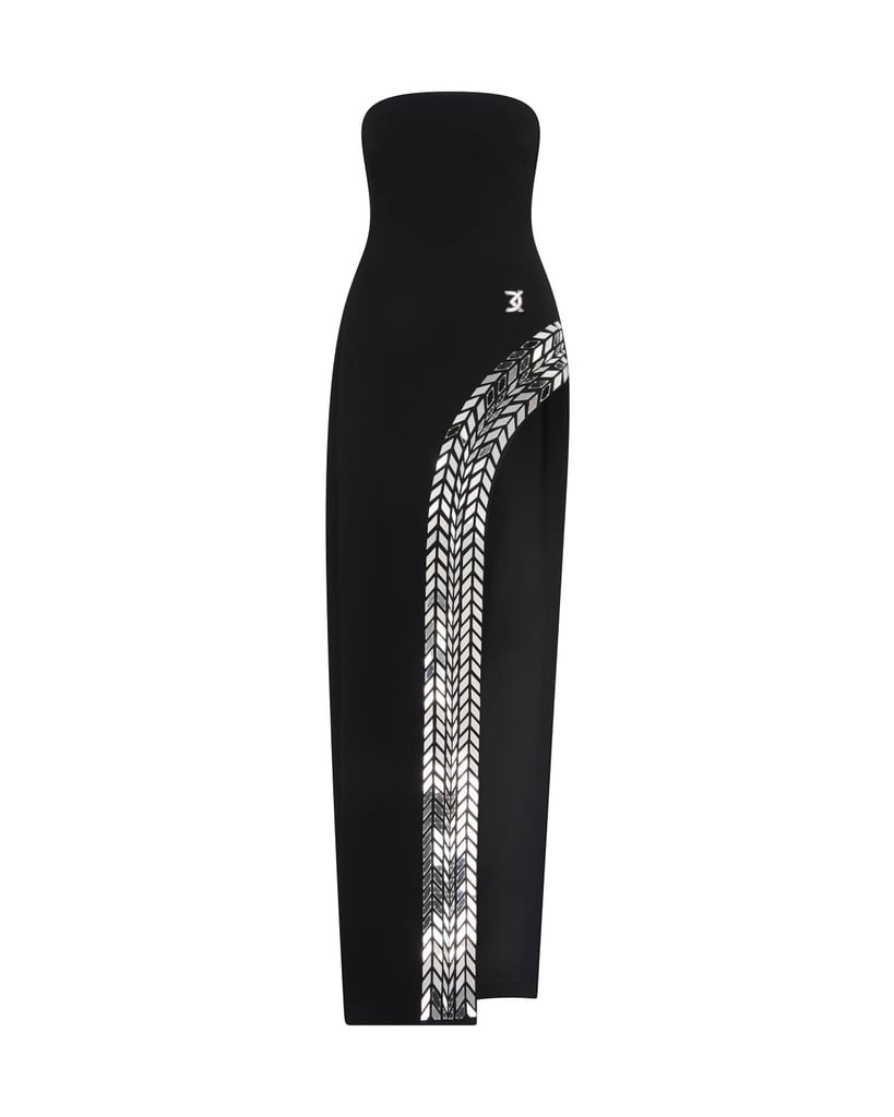 David Koma Plexiglass Tyre Track Embroidery Gown