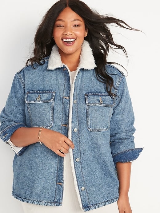 old navy fleece lined denim jacket