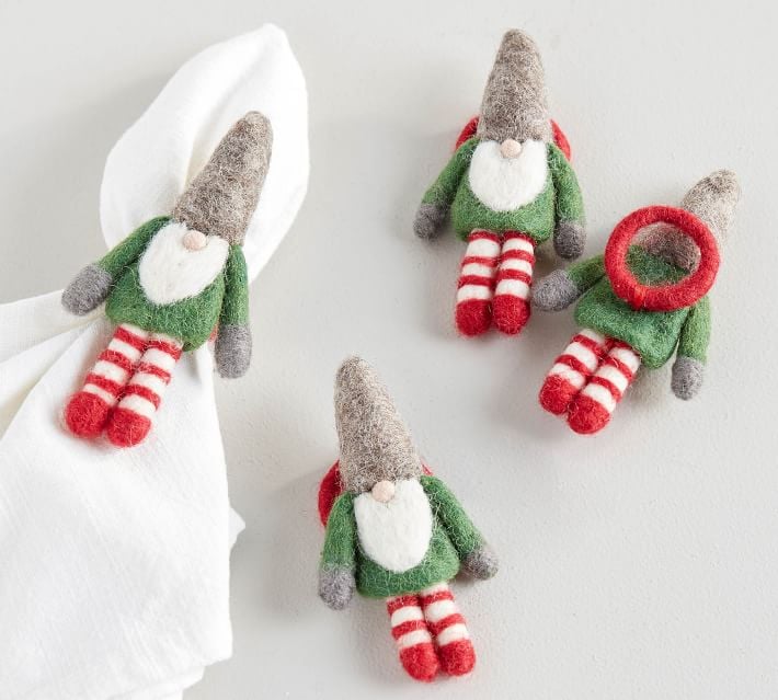 Handmade Gnome Wool Felt Napkin Rings