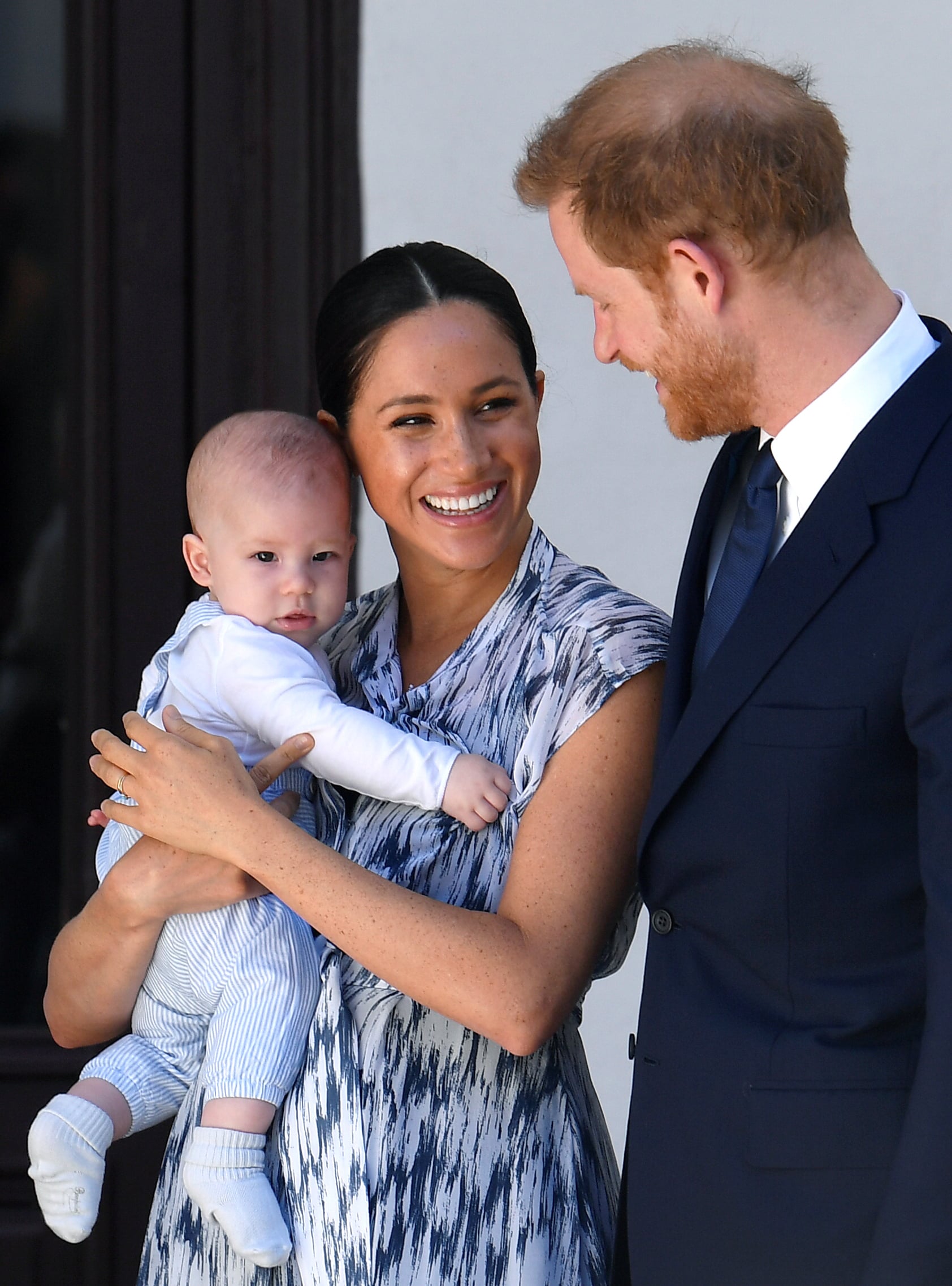 CAPE TOWN, SOUTH AFRICA - SEPTEMBER 25: Prince Harry, Duke of Sussex, Meghan, Duchess of Sussex and their baby son Archie Mountbatten-Windsor meet Archbishop Desmond Tutu at the Desmond & Leah Tutu Legacy Foundation during their royal tour of South Africa on September 25, 2019 in Cape Town, South Africa. (Photo by Toby Melville - Pool/Getty Images)