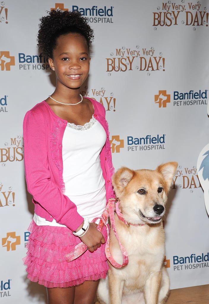 Quvenzhané Wallis hung out with a furry pal while promoting her new book, My Very, Very Busy Day, in NYC on Wednesday.