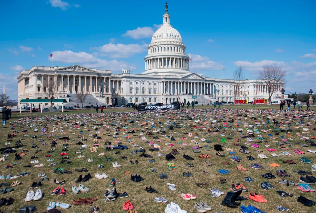 Gun-Violence Protestors Leave Shoes Outside US Capitol