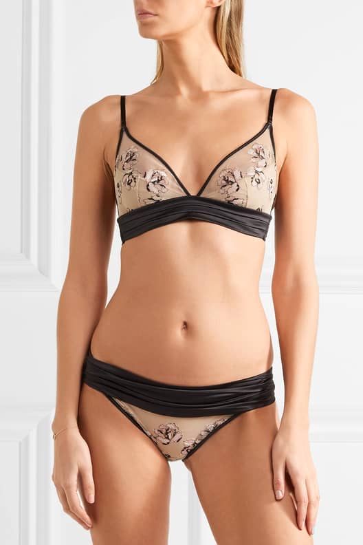Calvin Klein Floral-embroidered Underwired Stretch-lace Bra in