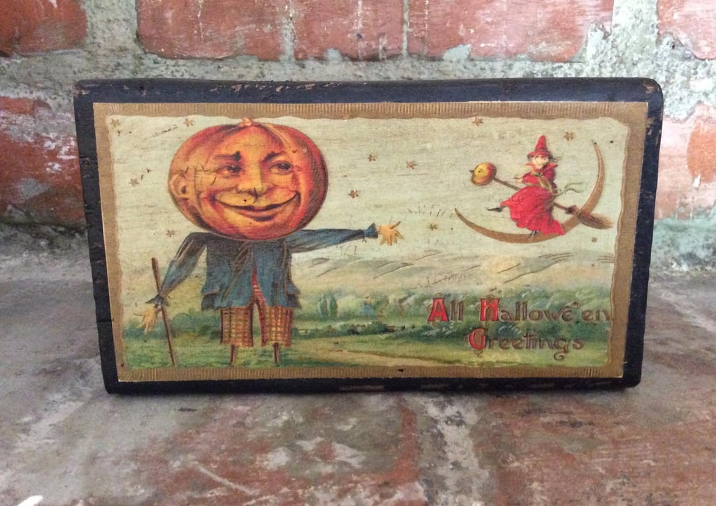 Primitive Halloween Wood Block Rustic Halloween Decoration