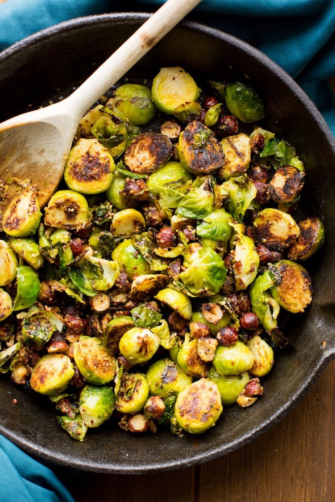 Sauteed Brussels Sprouts With Mustard and Hazelnuts