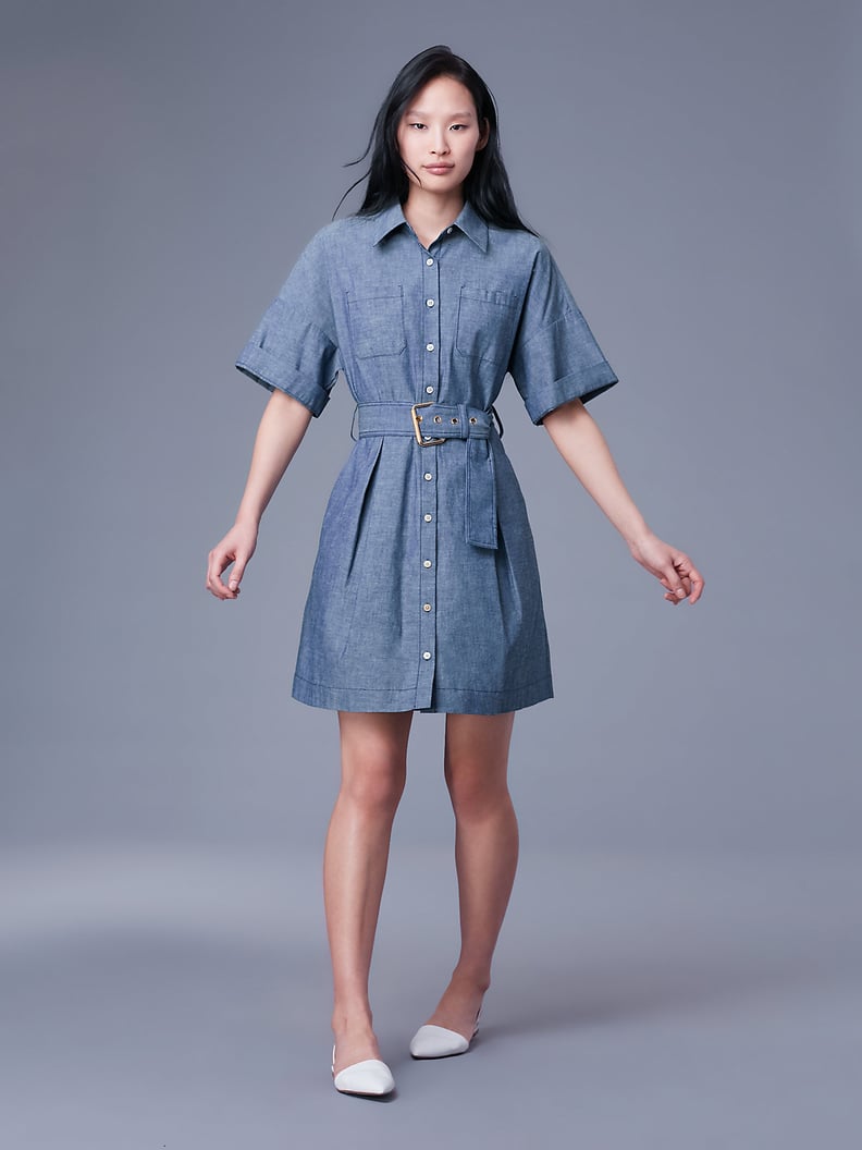 Diane Von Furstenberg Button Up Belted Shirt Dress