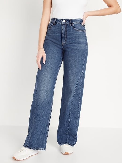 Old Navy Straight Wide-Leg Jeans | Editor Review | POPSUGAR Fashion