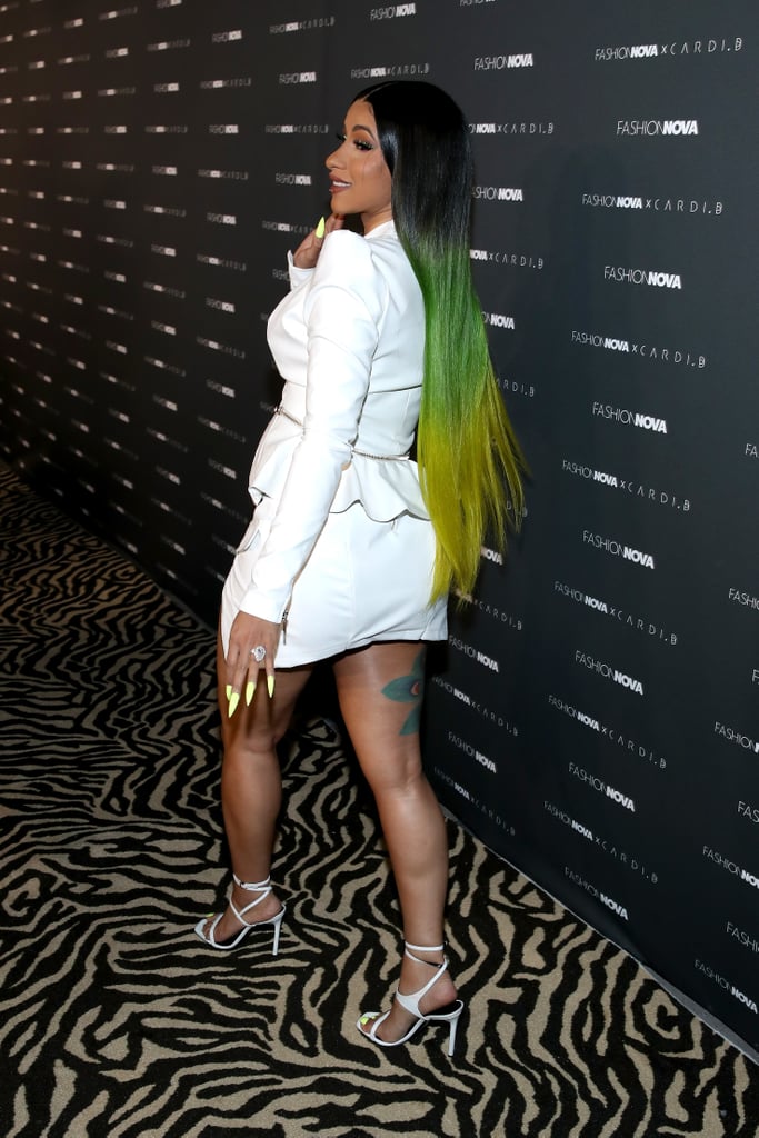 Cardi B With Neon Green Nails