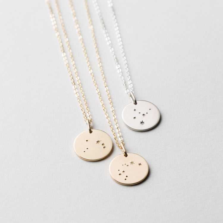 Gldn Zodiac Constellation Disk Necklace