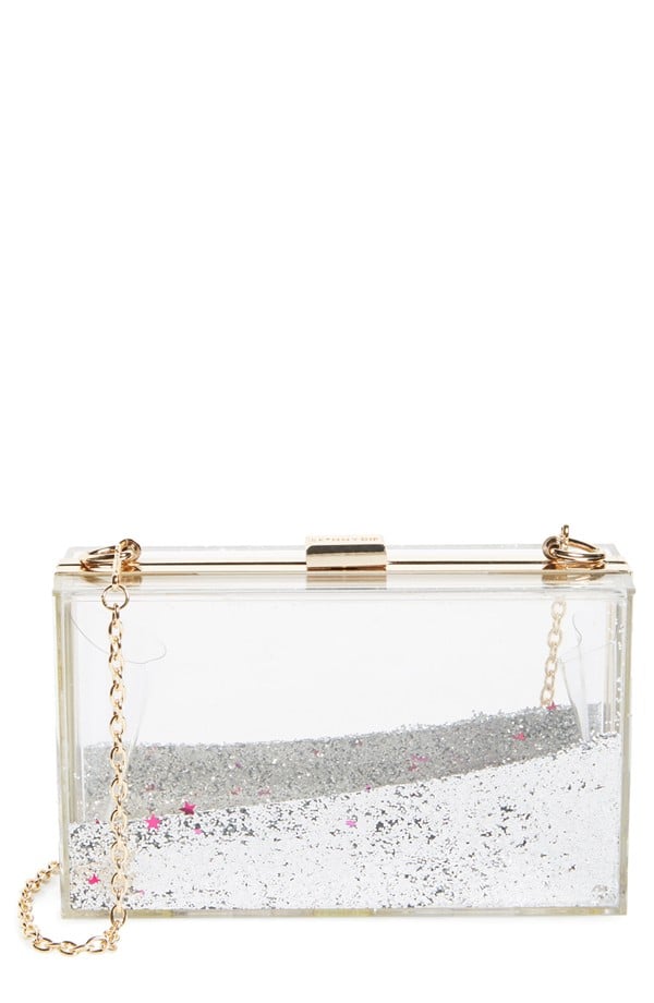 Skinnydip Silver Glitter Liquid Clutch ($80)