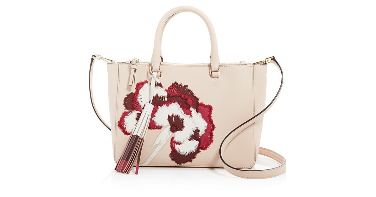 Tory Burch Robinson Floral Applique Small Multi Tote ($595) | Lily James  Shows Us the Beauty of Investing in a Really Great Statement Bag | POPSUGAR  Fashion Photo 21