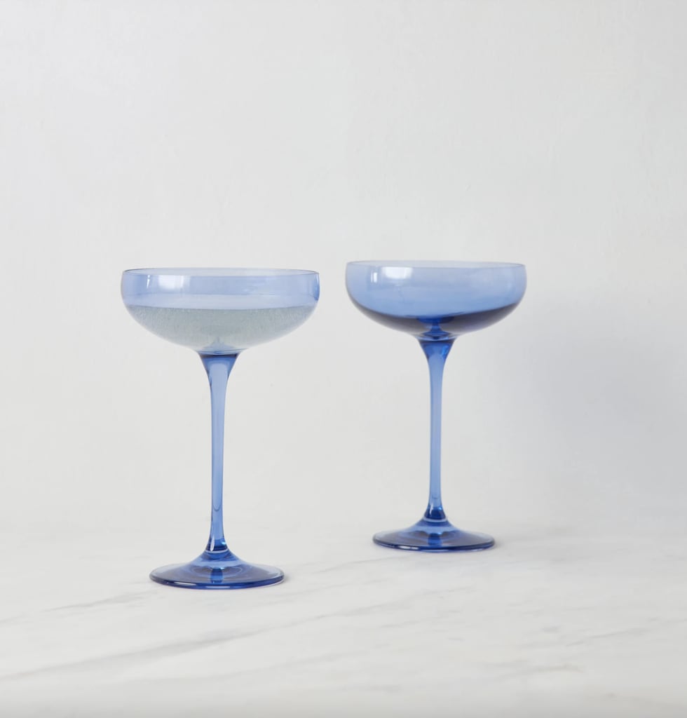 For Champagne Toasts: Estelle Colored Glass Stem Coupe Set