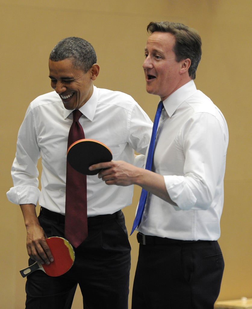 President Obama and British Prime Minister David Cameron had a laugh while playing ping-pong at London's Globe Academy in May 2011.