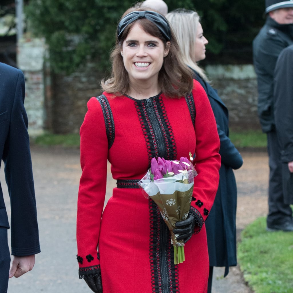 Calvin Klein Red Bell Sleeve Knee Length Dress | If Christmas Is For  Fascinators and Tiaras, Princess Eugenie Definitely Challenged That Rule |  POPSUGAR Fashion Photo 6