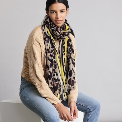 Elizabeth & James Leopard Blanket Scarf with Stripe