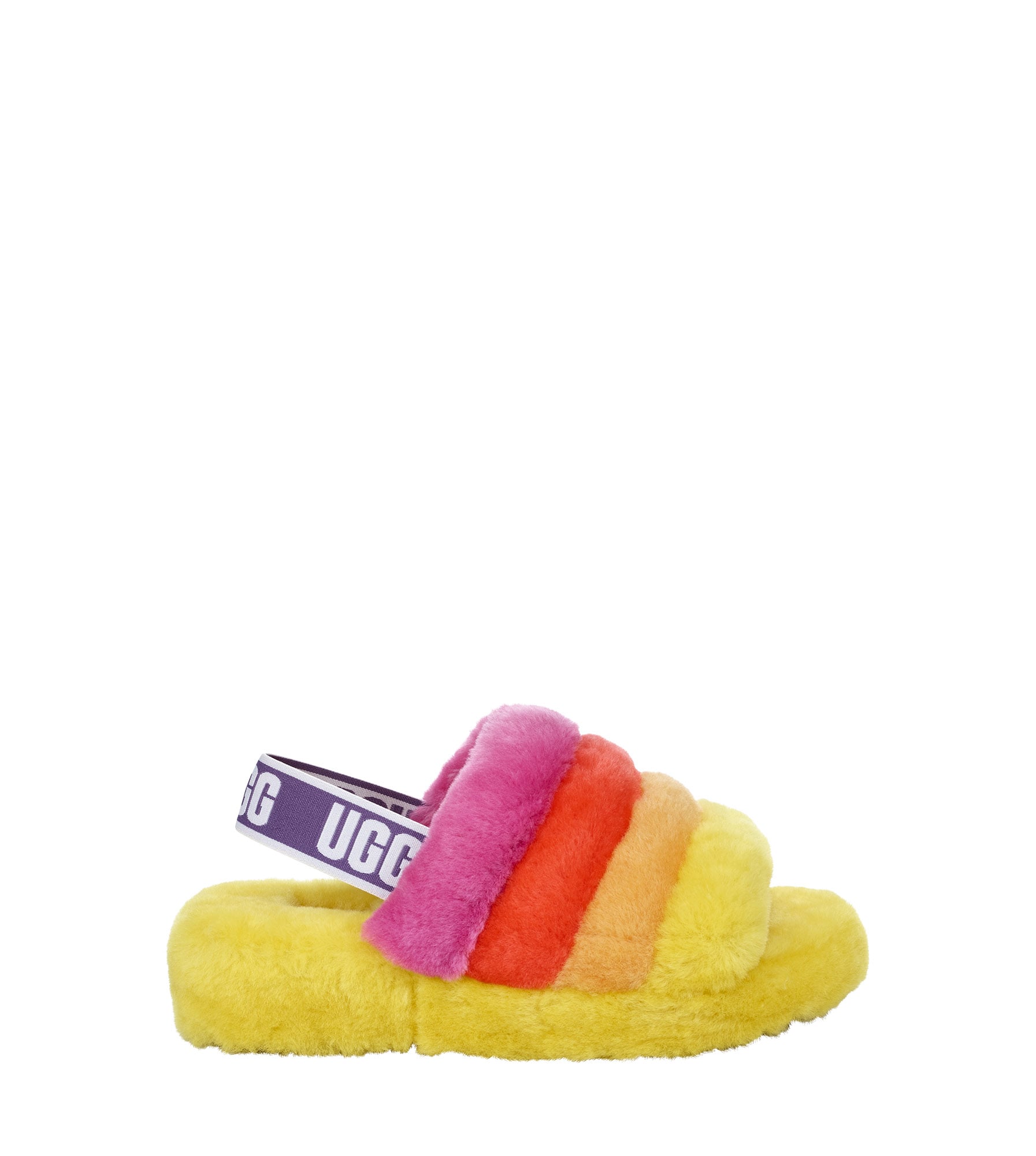 UGG Fluff Yeah Pride Rainbow Yellow Slides | 52 Stylish Pride 