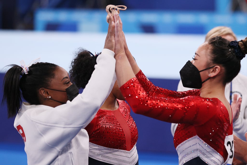 Simone Biles Cheers on Her Olympic Teammates During Finals