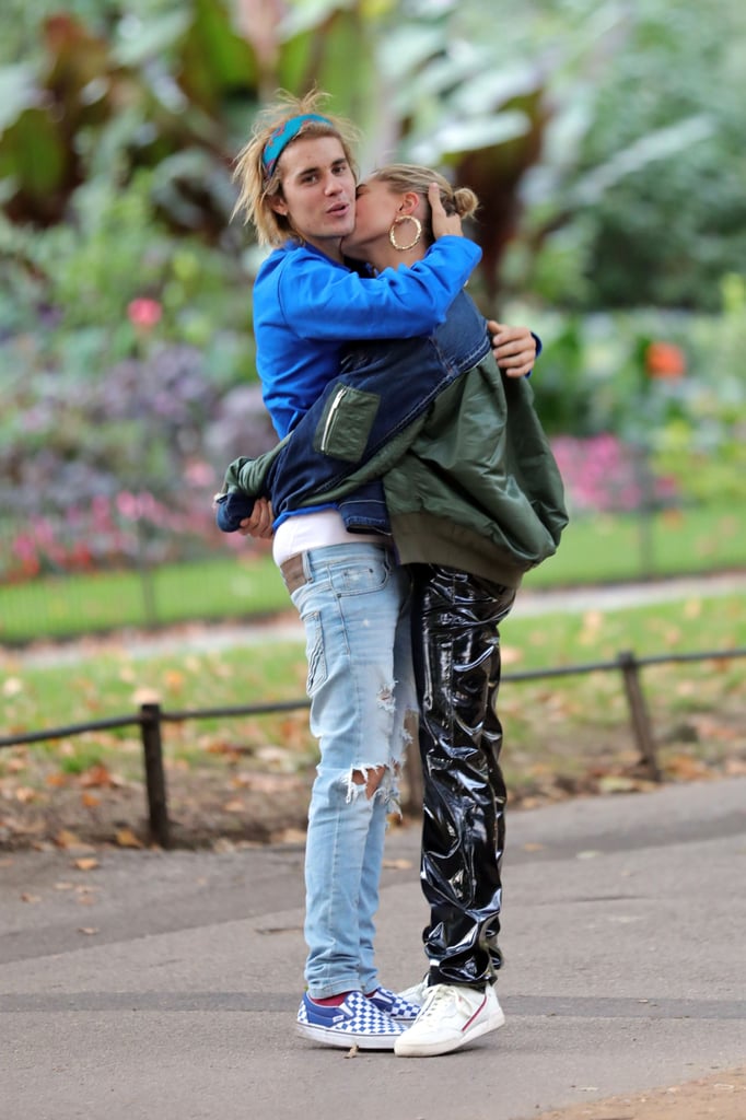 Hailey Baldwin Black Leather Pants With Justin Bieber 2018