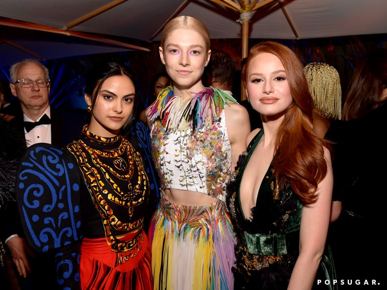 Camila Mendes, Hunter Schafer, and Madelaine Petsch at the Vanity Fair Oscars Party 2020