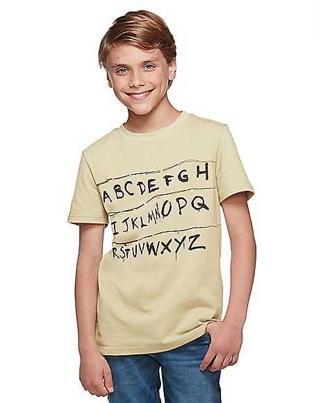 Kids Stranger Things Alphabet Wall T Shirt