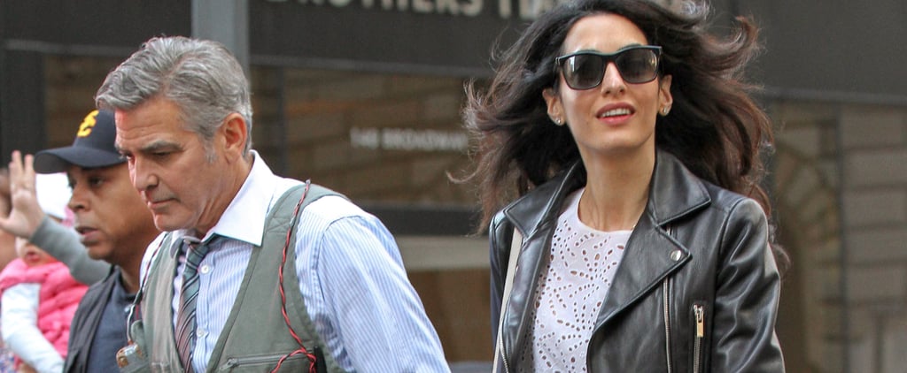 Amal Clooney Wearing Balenciaga Leather Jacket