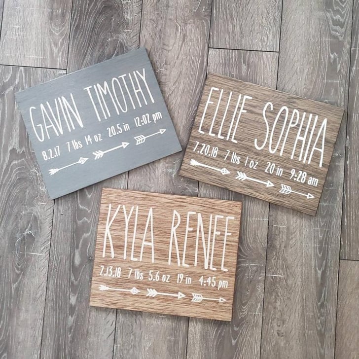 Birth Announcement Wood Sign Wall Art Baby Stats Signs on Etsy