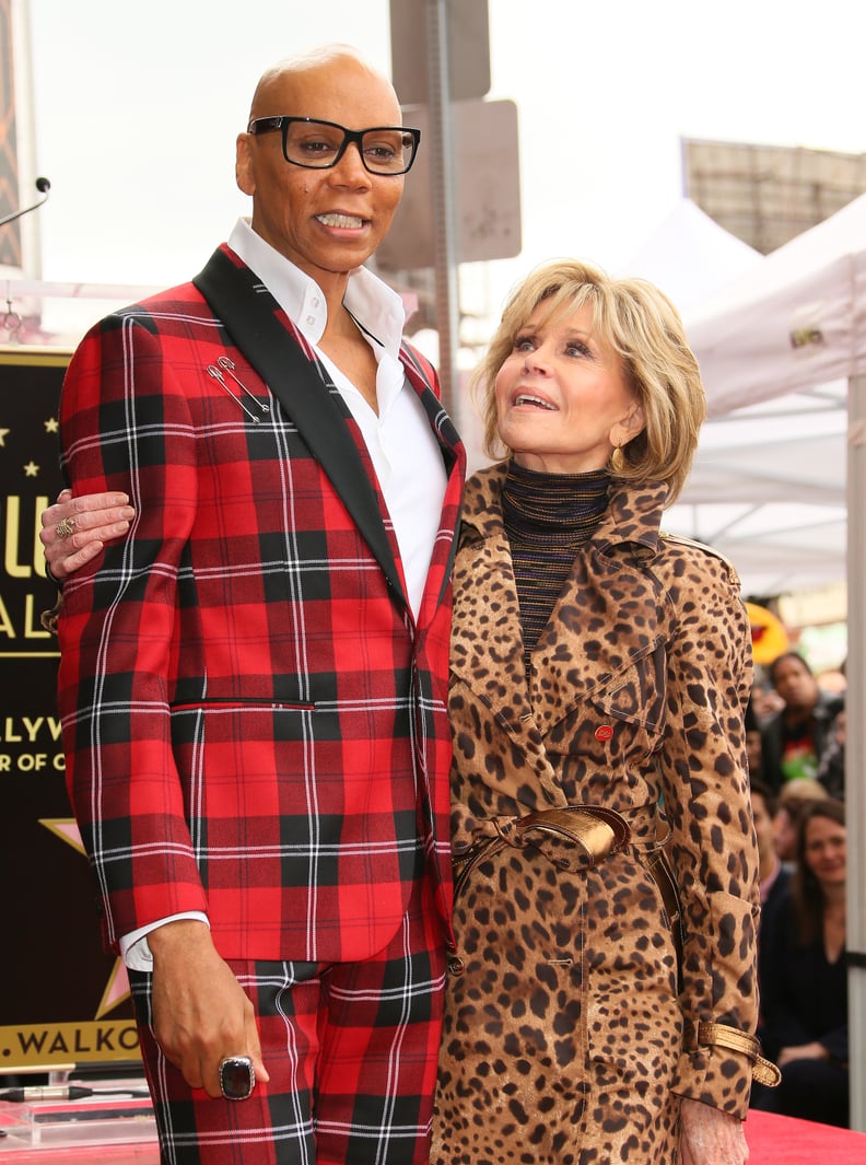 HOLLYWOOD, CA - MARCH 16: RuPaul and Jane Fonda attend a ceremony honoring him with a Star on The Hollywood Walk Of Fame on March 16, 2018 in Hollywood, California. (Photo by JB Lacroix/WireImage)