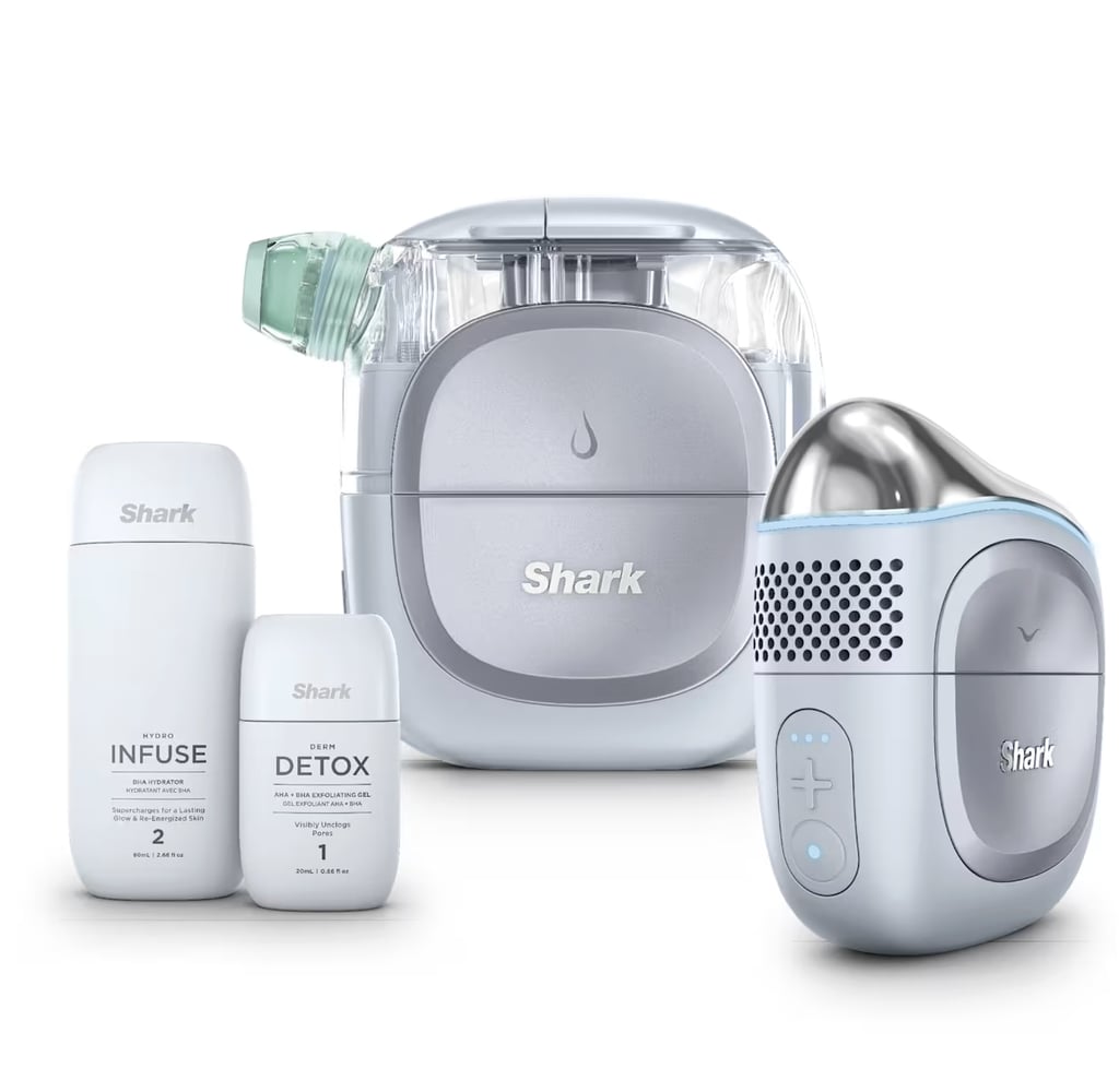 Shark™ FacialPro™ Glow at Home Hydro-Powered Facial System ($400)
I'm big on DIY beauty and always looking for a way to elevate my at-home routines. Enter the Shark™ FacialPro™ Glow at Home Hydro-Powered Facial System. The handheld DePuffi attachment offers contrast therapy with heat to boost your glow and cooling to de-puff and sculpt. You can use the included skin-care topicals to boost your routine. The BHA and AHA exfoliating gel is great for clearing congestion and smoothing texture, while the Hydro Infuse BHA Hydrator boosts hydration and leaves skin looking supple. Plus, it's so relaxing.