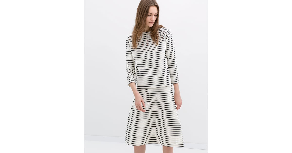 Zara striped black and white sweater with rhinestones (80) Best