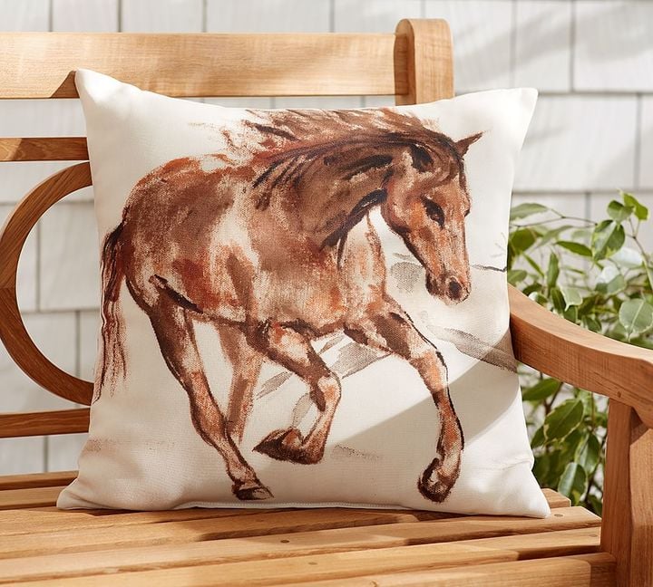 Pottery Barn Outdoor Horse Print Pillow ($40)