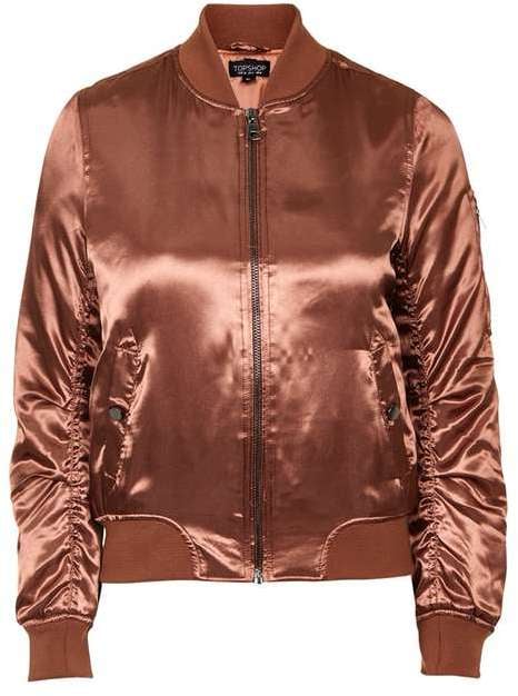 Topshop Shiny Rust Ma1 Bomber ($115) | Metallic Pieces For Spring ...