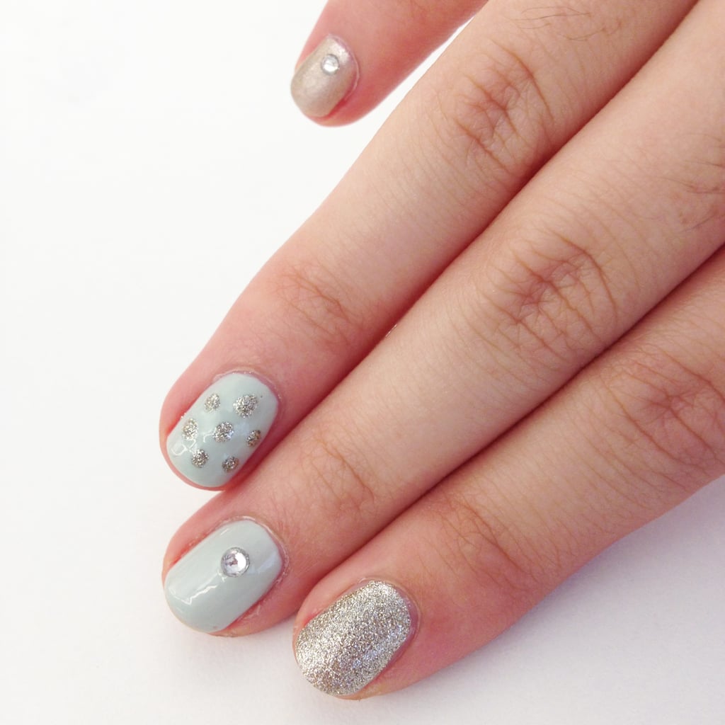 Holiday Nail Art Tutorial With Glitter And Rhinestones Popsugar Beauty
