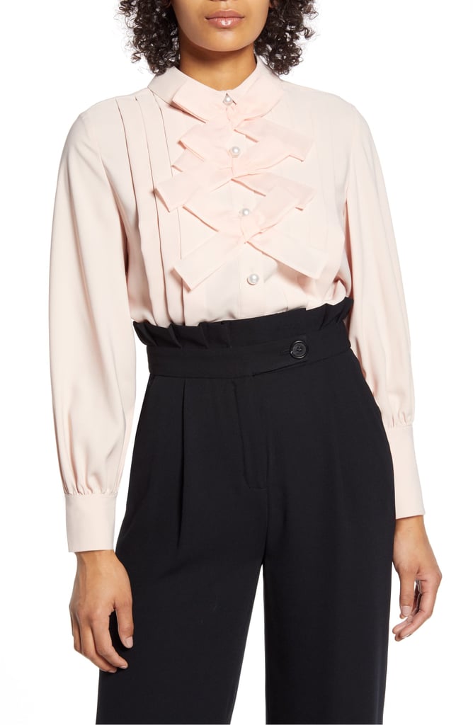 Halogen® x Atlantic-Pacific Bow Front Pleated Blouse