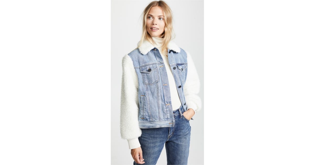 La vie denim top & faux fur jacket