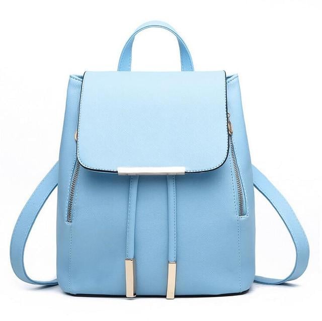 Blue Leather Backpack