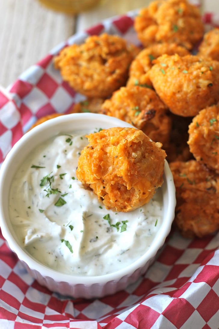 Buffalo Chicken Quinoa Bites With Blue-Cheese Greek Yogurt Sauce