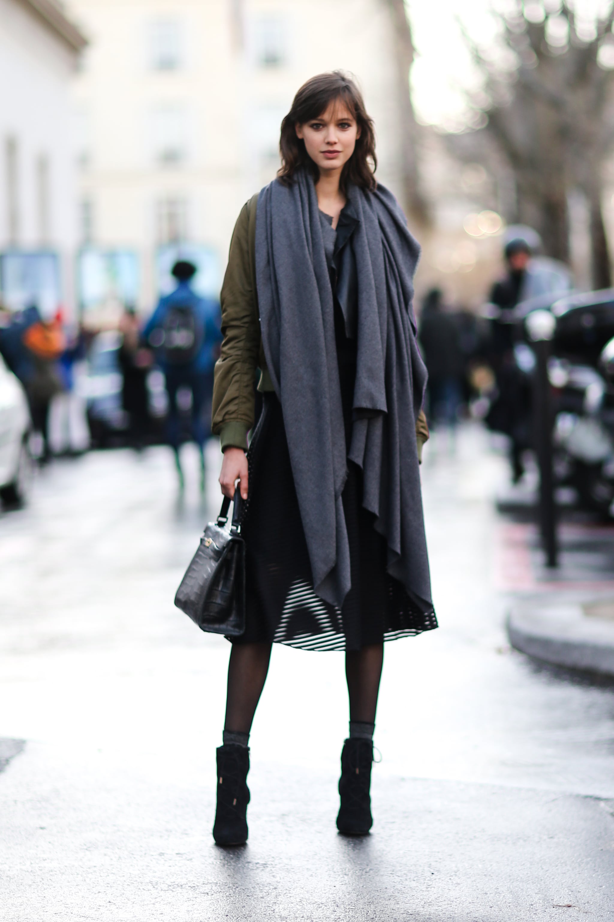 With A Midi Dress A Bomber Jacket And A Big Scarf These Street